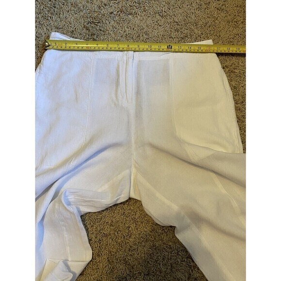 Nic + ZOE Pants Womens Size 12 Wide Leg Linen Blend White Stretch Elastic Waist - Picture 9 of 12